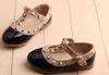 Wholesale-Hot Sale New Pretty Princess Girls Kids Children Sandals Leather Rivet Buckle T-strap Flat Heel Shoes 16 Sizes For 2-10 Years