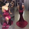 2019 Sexy Bourgogne Robe De Bal Vin Rouge Sirène Chérie Longue Formelle Occasion Spéciale Robe Robe De Soirée Plus La Taille Vestidos De Fiesta