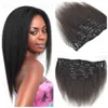 G-ESE Kinky Straight Clip Human Hair Extensions 7st 120G Kinky Straight Clip i mänskliga hårförlängningar för svarta kvinnor