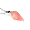 Natural Stone Crystal Healing Pendant Necklaces For Men Women Party Club Jewelry With Silver Plated Chain