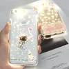 For i6 6s 4.7 PC Flash Up Light Luminous LED Mobile Phone Case Cover for iPhone 6 5 5s Plus 5.5 inch Space Star Astronaut Sakura