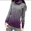 Women's Autumn Winter Cashmere Turtleneck Sweaters And Pullovers Artkas Women Vintage Gradient Knitted Sweater Lady Warm Jumpers