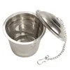 Slitstarkt 3 storlekar silver återanvändbar 304 rostfritt mesh örtboll te silbehållare låsande te filter infusioner lz187