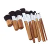 11pcsset Bamboo Uchwyt Zestaw szczotki do makijażu Bamboo Smaks Makeup Zestaw Bamboo Bamboo z workiem Najwyższa jakość B110014129391