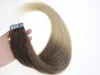 Hot Sale 16inch till 24inch Ombre Remy Tape In Hud Human Hair Extensions, Remy Tape Hair Extensions, 20st / Bag 30g, 40g, 50g, 60g, 70g / påse 1bag / lot