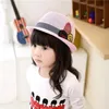 Novo Verão Primavera Etiqueta Crianças Macio Fedora Panamá Chapéus Moda Ao Ar Livre Meninos Meninas Crianças Tampas de Borda Mesquita Cinto Top Chapéus Jazz Cap KIDS-11