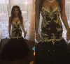 2K17 Robes de bal en noir et or en orgée Nouvelle sirène Crystal en dentelle en dentelle appliquée robe de soirée longue longue taille plus taille robes de fête 0422