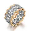 220 sztuk Tiny Biały Topaz Prestiżowa Biżuteria Hot 925 Srebrny Róża Pozłacane Symulowane Diamentowe Gemstones Wedding Women Pierścionki Dla Kochania Rozmiar 5-11