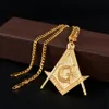 Heren roestvrijstalen maçonnieke Illuminati-symbool Mason-hangerketting verguld met Cubaanse ketting voor heren Dames317l