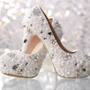 Blanc magnifique plein perlé 4 pouces chaussures de mariée de demoiselle d'honneur à talons hauts cristal diamant dame chaussure pour la fête de mariage bal chaussures de bal