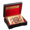 Hoge kwaliteit speciale ongebruikelijke geschenk 24k karaat gouden folie vergulde pokerspeelkaart met houten doos en certificaat traditionele editie