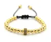 Ny mode rund pärlor väv Svart Micro Pave Cz Charm Balls Braiding Macrame Armband Bangles Smycken