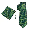 Классические шелковые мужские галстуки зеленые галстуки наборы цветочных мужских галстуков Hanky ​​Mufflinks Set jacquard Woven Meeting Business Wedding Party GI249O