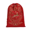 6 Colors Large Canvas Monogrammable Santa Claus Drawstring Bag Reindeers Monogramable Christmas Gifts Sack Bags Shopping Bag Tote