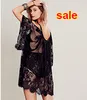 2016 Women Beach Dress Sexy Strap Sheer Floral Lace ricamato all'uncinetto Abiti estivi Hippie Boho Dress Vestidos Beach Wear