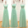 Mint Green Long Chiffon Bridesmeisje jurken een lijn lieverd geplooide bruidsmeisjesjurk met backless formele jurken onder de 50