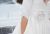 Vintage Short Wedding Dresses Plugging Petite Knee Length Country Wedding Dresses Half Sleeve Beaded Flower Sash Bohemian Wedding Dress Robe