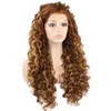 26 "Extra longa peruca auburn curly amigável para calor sintético Lace Front Wig