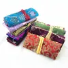 Portable Jade Button Silk brocade Jewelry Travel Roll Bag Chinese Cosmetic Pouch Drawstring Women Makeup Storage Bags 10pcs/lot