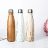 Neueste kreative Holzmaserung Cola Cup 500ml Edelstahl Isolierschalen Isolierte Vakuum-Wasserflaschen