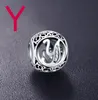 Authentic 925 Sterling Silver Vintage Clear Letter Bead Charms Fit Original Pandora Women Charm Bracelets Silver Jewelry209R