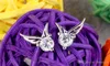 Kolczyki sztyfty Hurtownia 925 Sterling Silver Cyrkon Angel Wing Shaped Ear Studs Kolczyki