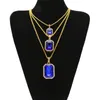 Hip Hop Men Smycken Bling Iced Out Tre Layer Ruby Pendant Halsband Set med 20inch 24inch 30inch Chian