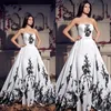 Vintage Black And White Wedding Dresses 2017 New Strapless Lace Applique Lace Up Back Long Bridal Gowns Custom Made China EN10256