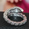 Märke Snake Ring Mode 10KT vitguld fylld Pave setting Full diamant cz ringar Bröllop Brud smycken Band för kvinnor Storlek 5-10