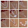 Free shipping women's gemstone 925 silver Necklace(with chain) 6 pieces a lot mixed style,bead flower sterling silver Necklace DFMN50