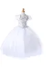 Röd prinsessan bollklänning Little Girls Pageant Dresses With Short Lovely Bolero Jacka Bärade kristallgolvlängd Tulle Kids Puffy P2289960