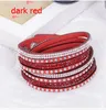 17 colors Hot sell Wholesale Rhinestone Bling Double Leather Wristband Fashion Slake Deluxe Multi Color Crystal Wrap Bracelets For Women