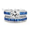 Vecalon Brand Design Tanzanite Cz Diamond Wedding Band anello set per le donne 10KT oro bianco riempito femminile anello di fidanzamento