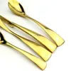 JKホーム4pcs /ロット高品質24Kゴールドカトラリーセットウエスタンステンレススチールフラットウェアセットフォークナイフスプーンテーブルの食器セット
