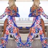 Split Swimwear Stroje kąpielowe Plaża Cover Up Sukienki Seksowne Kobiet Plus Size Kobiety Stroje Kąpielowe Drukowane Szyfonowe Kostiumy kąpielowe dla kobiet Cover Ups Swimm