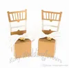 Gratis frakt 12st bröllop faovrs miniatyr silver stol gynnar låda med hjärta charm ribbonpaper kort billiga fest favoriserar