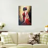 Canvas Artwork Portrait Oil Paintings Modern Dancing Girl Woman Art Hand Painted Bold Shapes and Lines for Office Wall Art