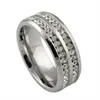 Mode femmes 2 rangées CZ diamant anneaux en gros S925 couleur argent acier inoxydable anneaux de mariage pour les femmes bijoux de fête