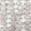 Livraison Gratuite Naturel Rose Jade Anneaux Vintage Ton Argent Bijoux Pour Hommes 50 pcs/lot En Gros Pour Le Mariage