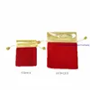 Small Red Velvet Jewelry Pouch, Gift Packaging Bags Gold Organizer 7*9CM 100pcs