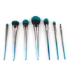 7st Flame Diamond Makeup Brush Set med Mental Handle Blue Dark Soft Brush Face Make Up Brush Eyebrow Eyeshadow Powder Makeup Brushes Tool