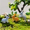 Miniature Rabbits Fada Jardim Terrarium Figurine Decor DIY Bonsai Resina Artesanato Room Home Micro Paisagem Ornamento Decoração Mini Artificial