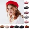 여자 프렌치 100% 양모 아티스트 베레트 플랫 모자 겨울 따뜻한 세련된 화가 Trilby Beanie Hat Y63