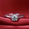 Kampanj 100% Pure Solid Silver Ring med S925 Stamp Real 925 Silver Ring 7mm 2 Carat Cz Diamond Wedding Rings for Women