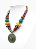 18 '' Etnische Tibetaanse zilveren sieraden Turquoise Amber Ketting Hanger Agate Bead Oyzz-0012