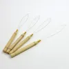 Micro Bead Loop Pulling Needles Wood Pulling Needles Loop Threaders For Human Hair Extensions Hair Tools4340047