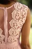 Brautjungfernkleider Hochzeit Gastkleid Land Langer Schmuck Hals eine Linie Spitze Pink Minze Blau Salbei Plus Größe formelle Magd der Ehrenkleider 403