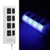 USB 2.0 Real High Speed ​​4 Port Four Power On/Off Switch LED USB Hub för PC Laptop Notebook Support 1TB HHD Flash Drive