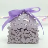 Typ-3 100pcs Laser Cut Hollow Flower Candy Box Chokladlådor med band för bröllopsfest Baby Shower Favor Gift