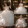 Arabic 2019 Floral Lace Flower Girl Dresses Ball Gowns Child Pageant Dresses Long Train Beautiful Little Kids FlowerGirl Dress Formal 111